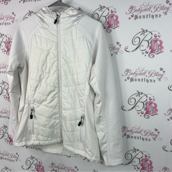 Acx active jacket zip up USA Women's White Quilted warm cozy Jacket - Picture 3 of 8